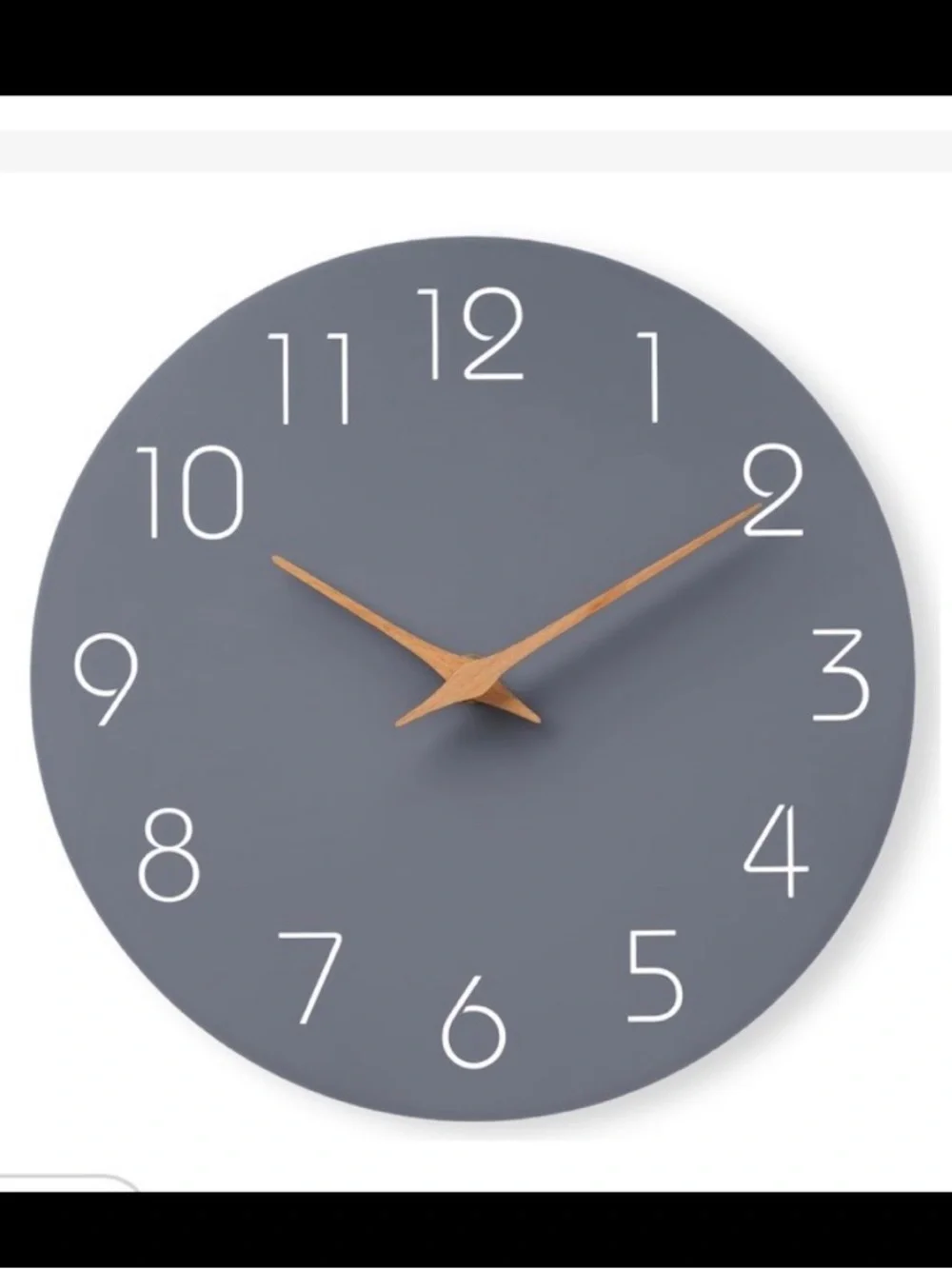 Modern Wooden Wall Clock Non-Ticking Battery-Operated 14” Gray